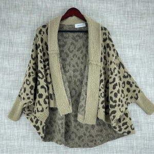 Chicwish Womens OS open front wool blend cardigan animal print 0976